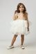 Fluffy satin dress with a white organza skirt for girls &ldquo;Pearl&rdquo; for graduation, birthdays, and photo shoots (with pearls and a bow). Color: beige, milky white. Size: 86