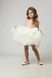 Fluffy satin dress with a white organza skirt for girls &ldquo;Pearl&rdquo; for graduation, birthdays, and photo shoots (with pearls and a bow). Color: beige, milky white. Size: 86
