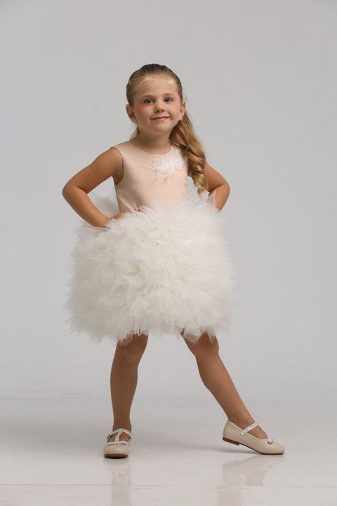 Festive dress for girls "Swan" made of satin and euro-tulle. Perfect for graduation, birthdays, and photo shoots. Color: beige, white. Size: 86