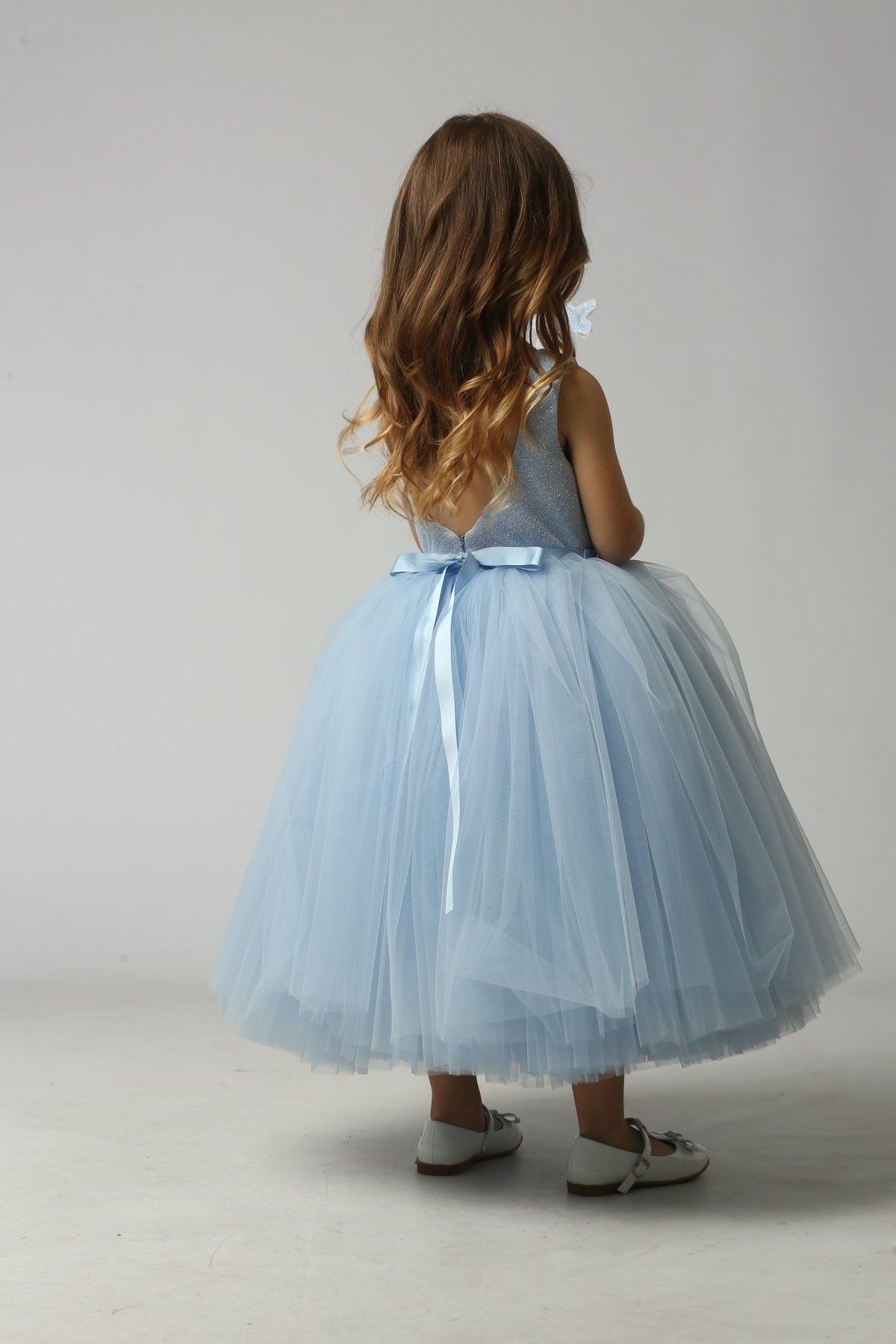 Fluffy festive dress &ldquo;Little Enchantress&rdquo; made of tulle, satin, and cotton. Perfect for graduation, birthdays, and photo shoots. Color: light blue. Size: 86