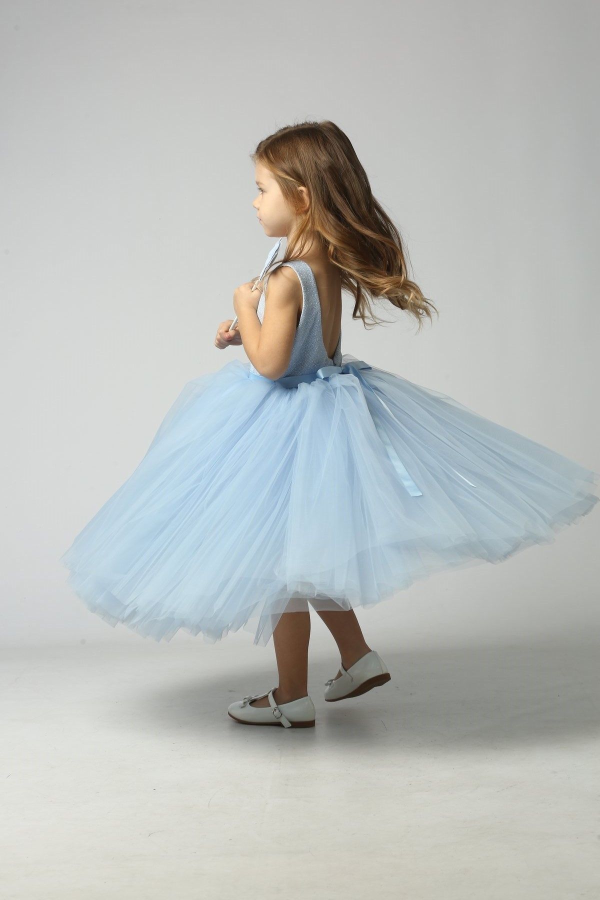 Fluffy festive dress &ldquo;Little Enchantress&rdquo; made of tulle, satin, and cotton. Perfect for graduation, birthdays, and photo shoots. Color: light blue. Size: 86